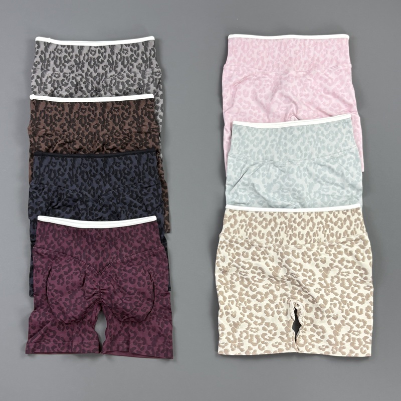 Pilates Yoga Leggings - HISTELLO Gym Shorts Leopard Print Women
