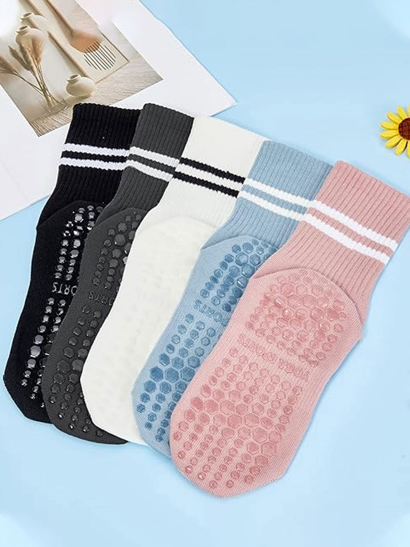 3 Pairs of Yoga Socks, Non-Sli - đánh giá và giá Pilates Yoga Grip Socks