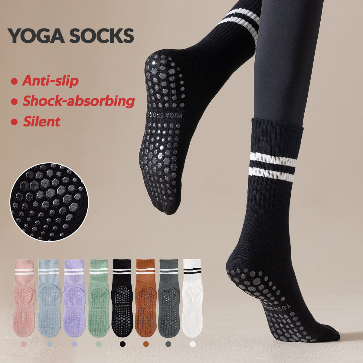 3 Pairs Long Yoga Socks with G - đánh giá và giá Pilates Yoga Barre
